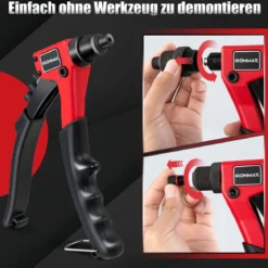 Handnietzange Schwere Manuelle Nietpistole mit 200 Nieten Nietwerkzeugkit mit Tragetasche