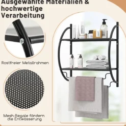 Handtuchhalter Badezimmer Wand Handtuchhalter Badregal 45 x 25,5 x 55 cm Metall Silber/Weiß/Schwarz