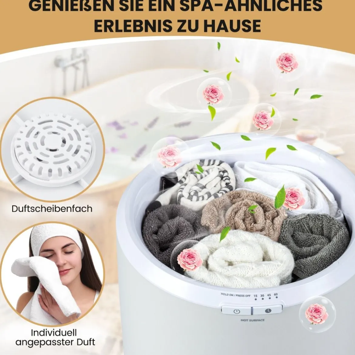 Handtuchwärmer großer Deckenwärmer 20 L mit Timer & automatischer Abschaltung 15/30/45/60 Minuten Einstellungen Grau