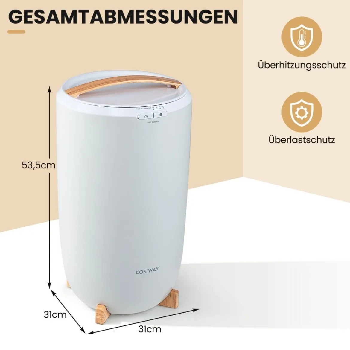 Handtuchwärmer großer Deckenwärmer 20 L mit Timer & automatischer Abschaltung 15/30/45/60 Minuten Einstellungen Grau