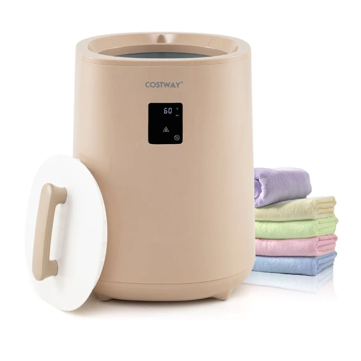 Handtuchwärmer 18 L Deckenwärmer mit LED-Anzeige & automatischer Abschaltung tragbarer heißer Handtuchbehälter Braun