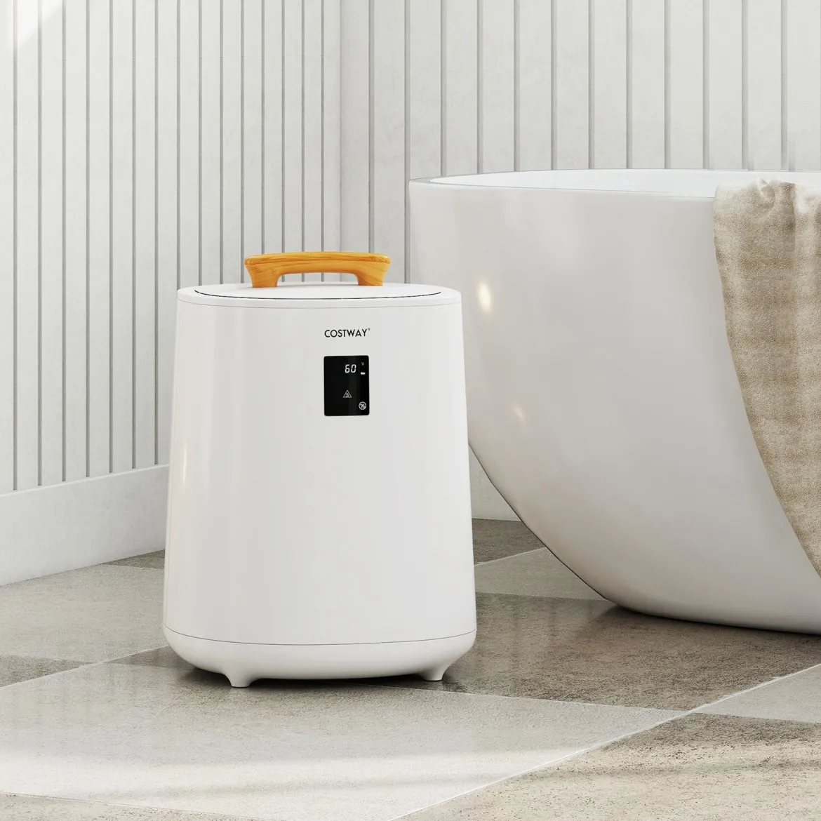 Handtuchwärmer 18 L Deckenwärmer mit LED-Anzeige & automatischer Abschaltung tragbarer heißer Handtuchbehälter Weiß