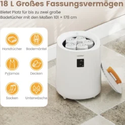Handtuchwärmer 18 L Deckenwärmer mit LED-Anzeige & automatischer Abschaltung tragbarer heißer Handtuchbehälter Weiß