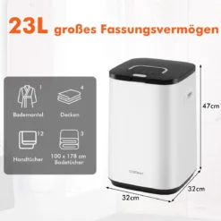 Handtuchwärmer 23 L Handtuch Heizbehälter mit Anzeigeleuchte Timer Heizzeit Weiß