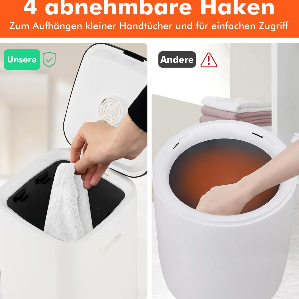 Handtuchwärmer 23 L Handtuch Heizbehälter mit Anzeigeleuchte Timer Heizzeit Weiß