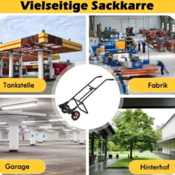 Handwagen zum Fasstransport mit 2 Gummirädern & Glockenhaken mit Feder Schwarz