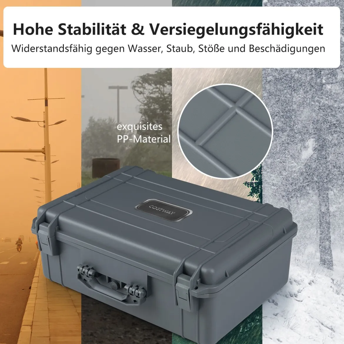 22" Hartschalen-Kamerakoffer Unisversal Anpassbar Wasserdichter Hartschalenkoffer Grau