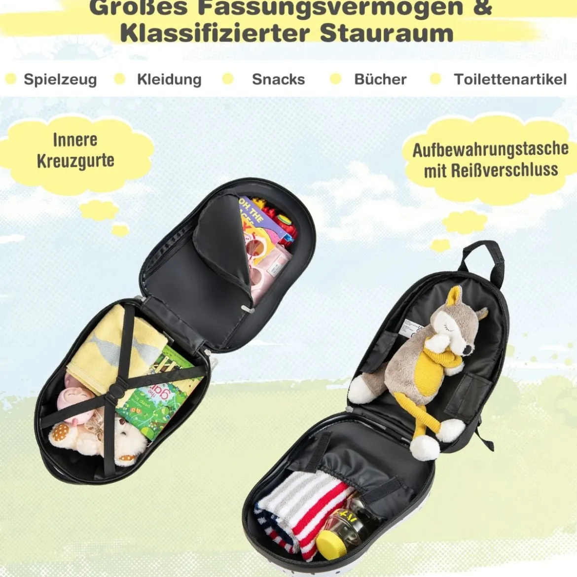 Hartschalen-Koffer 2-Teiliges Handgepäck-Set mit Spinner-Rädern Rollender Weiß