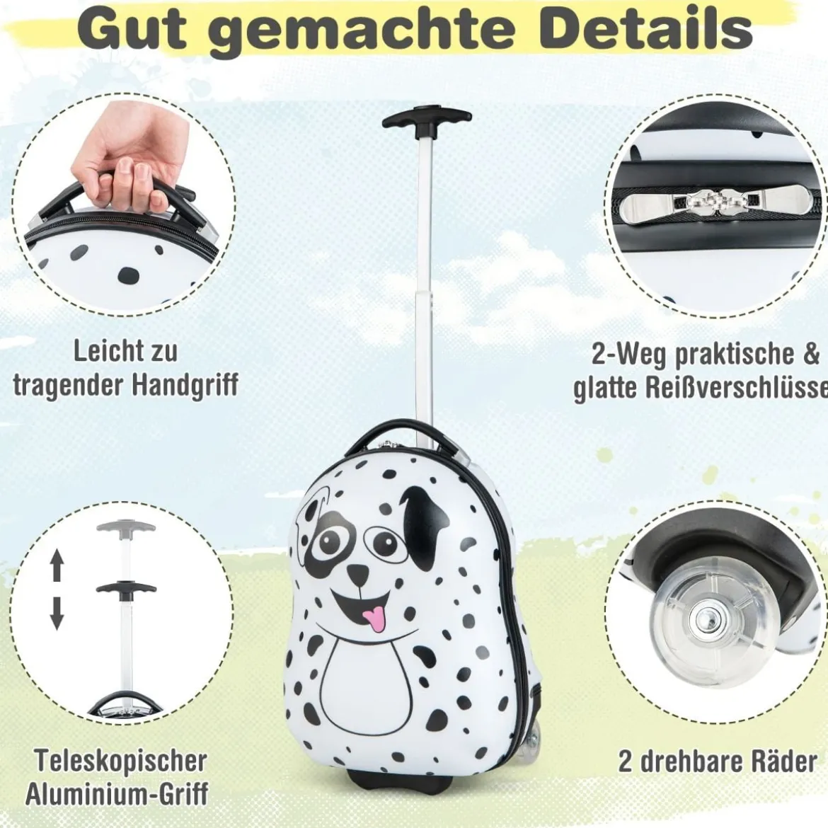 Hartschalen-Koffer 2-Teiliges Handgepäck-Set mit Spinner-Rädern Rollender Weiß