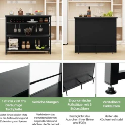 Hausbar Schrank mit 4 Offenen Ablagen & Weinregal & Gläserhalter Küchenregal