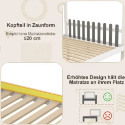 Hausbett mit Schreibtisch & Schubladen & Haken Kinderbett in Hausform mit Lattenrost