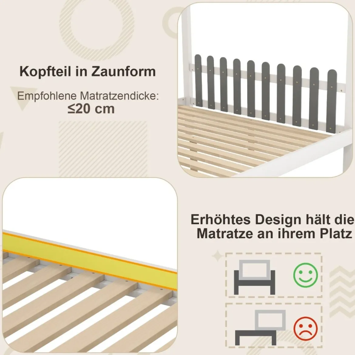 Hausbett mit Schreibtisch & Schubladen & Haken Kinderbett in Hausform mit Lattenrost