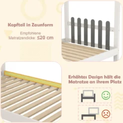 Hausbett mit Schreibtisch & Schubladen & Haken Kinderbett in Hausform mit Lattenrost