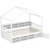 Hausbett 200 x 90 cm Kinderbett in Hausform mit Rausfallschutz & Lattenrost mit 14 Fächern Weiß