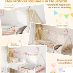 Haus-Etagenbett mit Rutsche niedriges Etagenbettgestell mit Sicherheitsgeländer & Leiter Hochbett 200 x 90 cm Schwarz/Weiß