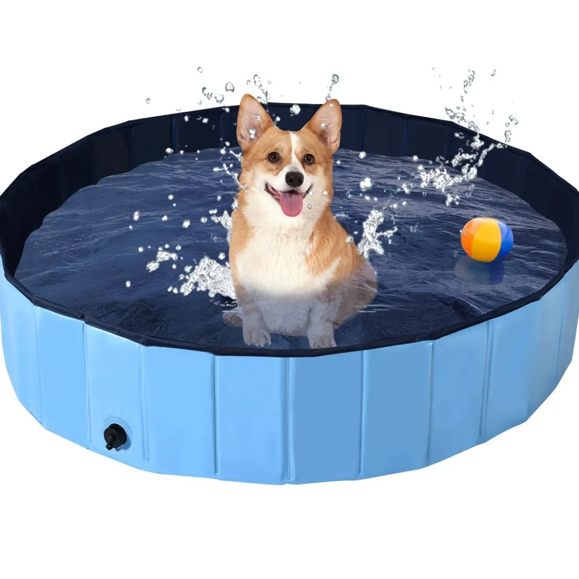 Haustier Pool Tragbarer Haustier Swimmingpool Faltbare Badewanne Pool für Hunde Katzen Kinder Blau