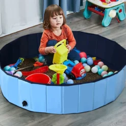 Haustier Pool Tragbarer Haustier Swimmingpool Faltbare Badewanne Pool für Hunde Katzen Kinder Blau