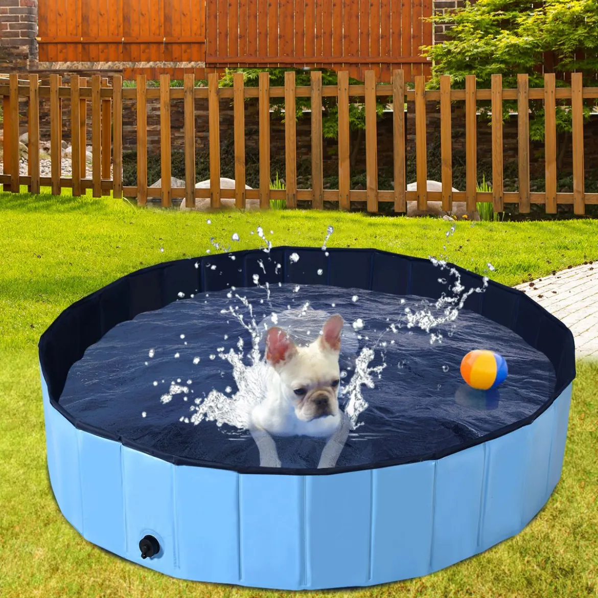 Haustier Pool Tragbarer Haustier Swimmingpool Faltbare Badewanne Pool für Hunde Katzen Kinder Blau