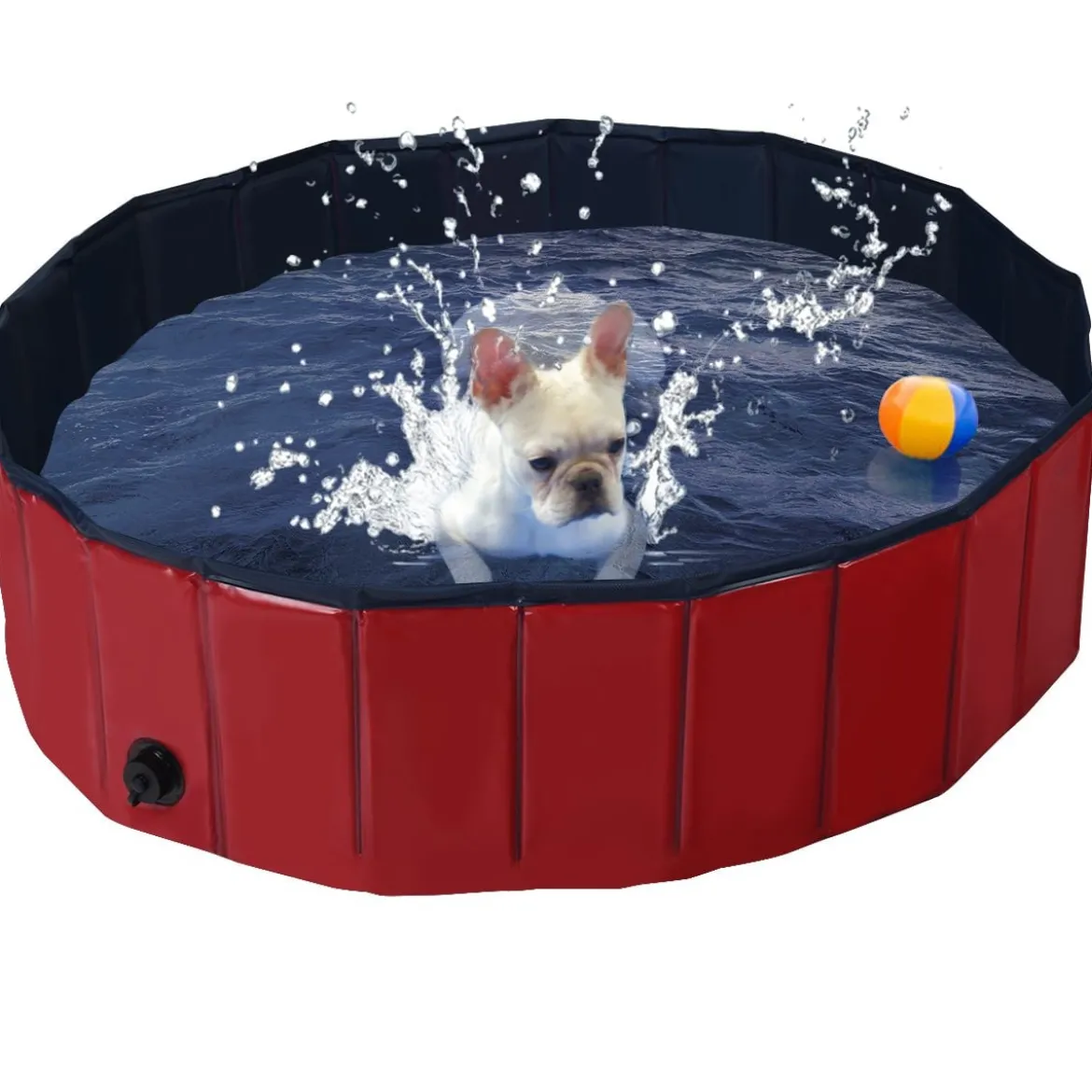 Haustier Pool Tragbarer Haustier Swimmingpool Faltbare Badewanne Pool für Hunde Katzen Kinder Rot