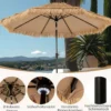 Hawaii Sonnenschirm 300 cm mit 32 LED Beleuchtung Reisstroh Strandschirm mit Neigungsfunktion