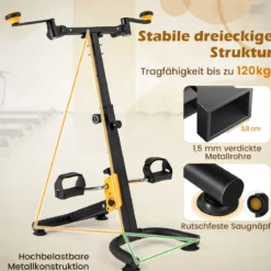 Heimtrainer mit Pedalen Bewegungstrainer mit Verstellbarem Handgriff 53 x 43 x 73-102 cm