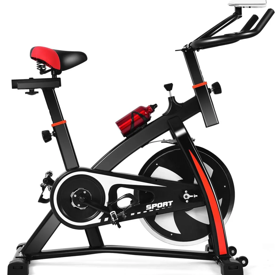 Heimtrainer Trainingsfahrrad 10kg Schwungrad Verstellbarer Fitnessbike Schwarz und Rot