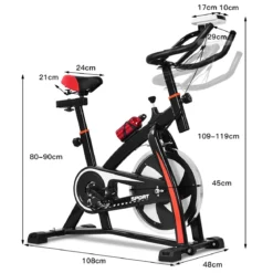 Heimtrainer Trainingsfahrrad 10kg Schwungrad Verstellbarer Fitnessbike Schwarz und Rot