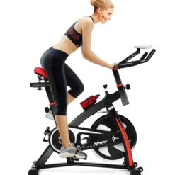 Heimtrainer Trainingsfahrrad 10kg Schwungrad Verstellbarer Fitnessbike Schwarz und Rot