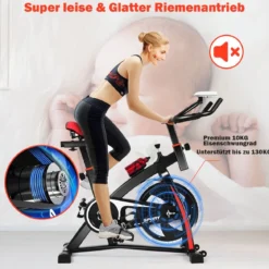 Heimtrainer Trainingsfahrrad 10kg Schwungrad Verstellbarer Fitnessbike Schwarz und Rot