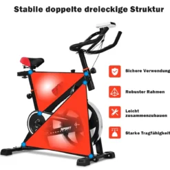 Heimtrainer Trainingsfahrrad 10kg Schwungrad Verstellbarer Fitnessbike Schwarz und Rot