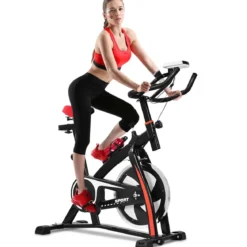 Heimtrainer Trainingsfahrrad 10kg Schwungrad Verstellbarer Fitnessbike Schwarz und Rot