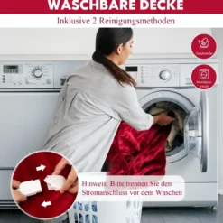 Heizdecke 9 Heizstufen 20-46℃ Elektrische Überwurfdecke Elektrische Wärmedecke Rot