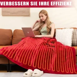 Heizdecke 9 Heizstufen 20-46℃ Elektrische Überwurfdecke Elektrische Wärmedecke Rot