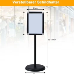 Höhenverstellbarer A4 Infoständer Drehbarer Plakatständer Kundenstopper Schwarz