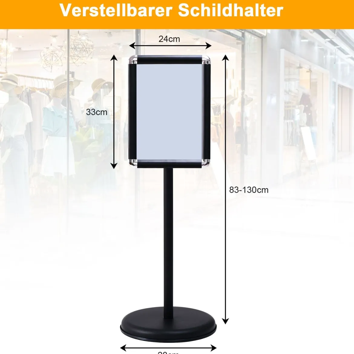 Höhenverstellbarer A4 Infoständer Drehbarer Plakatständer Kundenstopper Schwarz