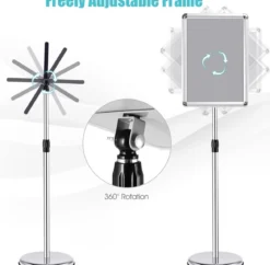 Höhenverstellbarer A3 Infoständer Drehbarer Plakatständer Kundenstopper Silber