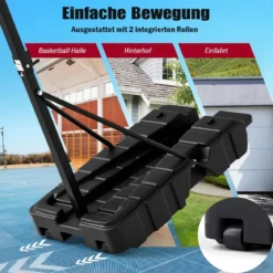 Höhenverstellbarer Basketballkorb mit Ständer & 2 Rädern Mobiles Korbsystem mit Ballaufbewahrung