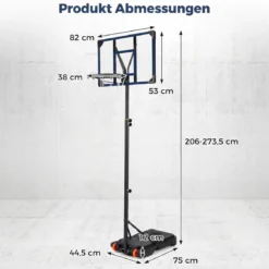 Höhenverstellbarer Basketballständer Outdoor Basketballkorb mit Rollen & Ständer Basketballanlage