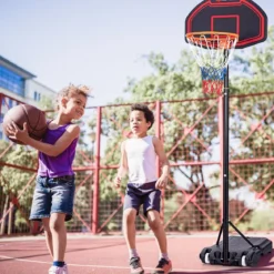 Höhenverstellbarer Basketballständer für Kinder für den Innen- und AußenbereichSchwarz + Rot