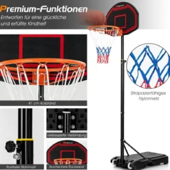 Höhenverstellbarer Basketballständer für Kinder für den Innen- und AußenbereichSchwarz + Rot