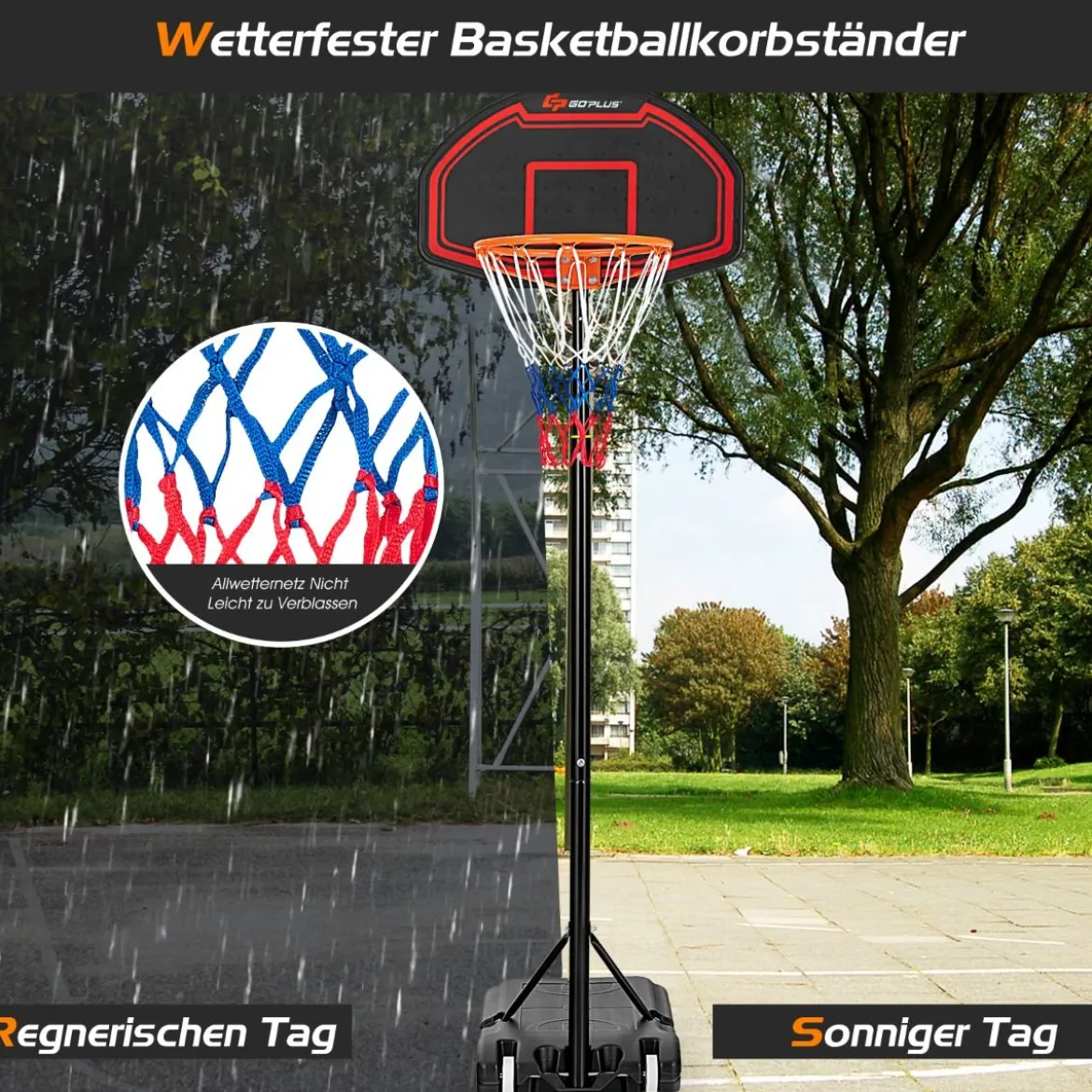 Höhenverstellbarer Basketballständer für Kinder für den Innen- und AußenbereichSchwarz + Rot