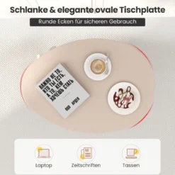 Höhenverstellbarer Beistelltisch mit Rollen Mobiler Laptoptisch 74–108 cm Rosa + Weiß statische Belastung bis zu 75 kg