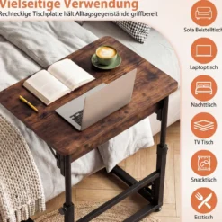Höhenverstellbarer Betttisch Klappbarer Pflegetisch C-Form Laptoptisch Beistelltisch