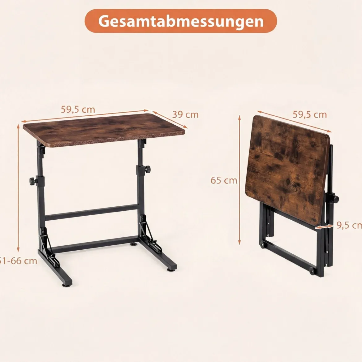 Höhenverstellbarer Betttisch Klappbarer Pflegetisch C-Form Laptoptisch Beistelltisch