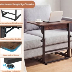 Höhenverstellbarer Betttisch Klappbarer Pflegetisch C-Form Laptoptisch Beistelltisch