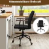 Höhenverstellbarer Bürostuhl aus Samt mit Rückenlehne bis 150 kg Belastbar Schwarz