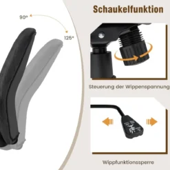 Höhenverstellbarer Bürostuhl aus Samt mit Rückenlehne bis 150 kg Belastbar Schwarz