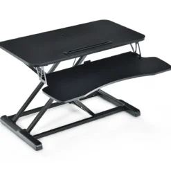 Höhenverstellbarerer Sitz-Steh-Schreibtisch Bildschirmständer Stehpult 80 x 64 x 11-50,5 cm Schwarz