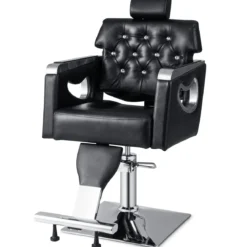 Höhenverstellbarer Friseurstuhl mit Gepolsterter Rückenlehne & Verstellbare Kopfstütze & Hydraulikpumpe