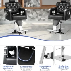 Höhenverstellbarer Friseurstuhl mit Gepolsterter Rückenlehne & Verstellbare Kopfstütze & Hydraulikpumpe